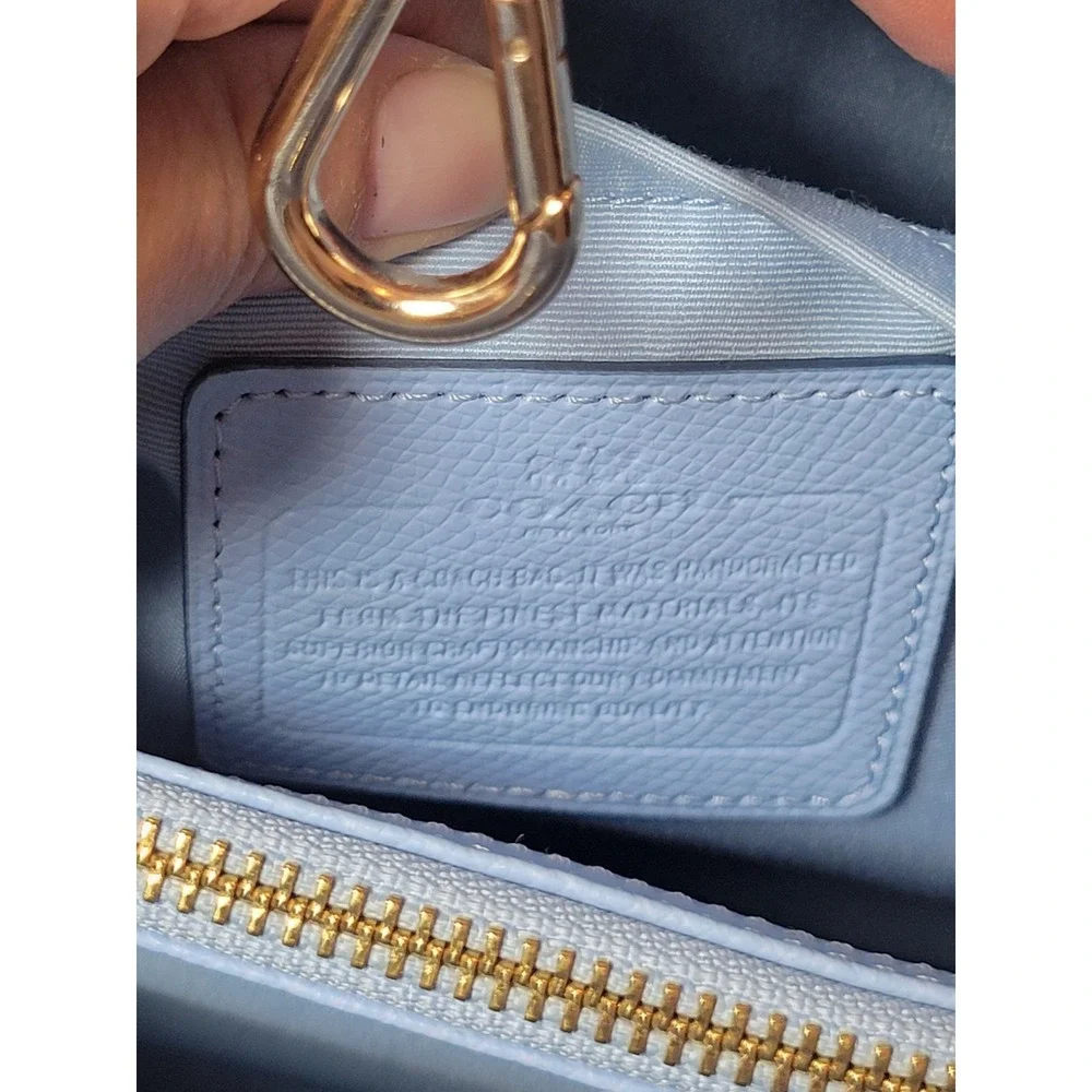 Coach Woman's Small Margot Carryall Satchel Bag Crossgrain Leather - Light blue
